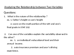Analyzing the Relationship between Two Variables