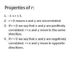 Properties of r:
