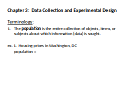 Chapter 3:  Data Collection and Experimental Design