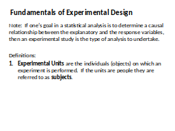 Fundamentals of Experimental Design