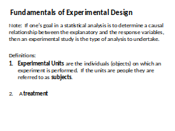 Fundamentals of Experimental Design