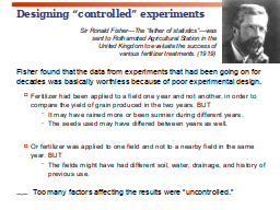Designing “controlled” experiments