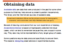 Obtaining data
