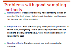 Problems with good sampling methods