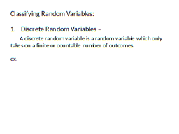 Classifying Random Variables: