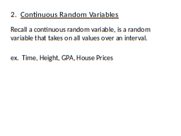2.  Continuous Random Variables